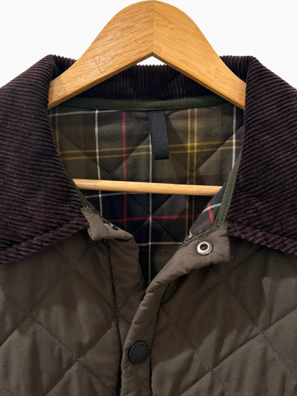 Barbour Classic Eskdale D892 Quilted Green Jacket Corduroy Made in England Med